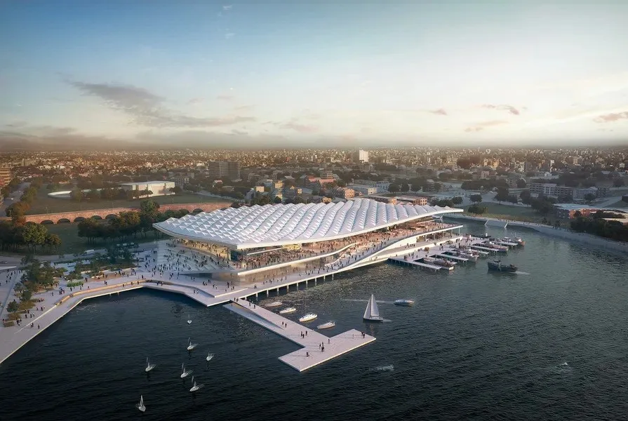 Artist's impression of the new Sydney Fish Market at Blackwattle Bay
