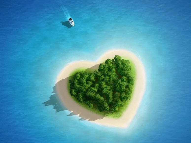 Heart-shaped island for Valentine’s Day on the water