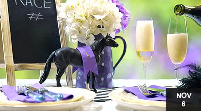Melbourne Cup Day lunch table setting with champagne